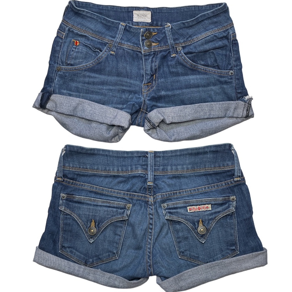 Hudson Jeans Blue Denim Cuffed Jean Shorts